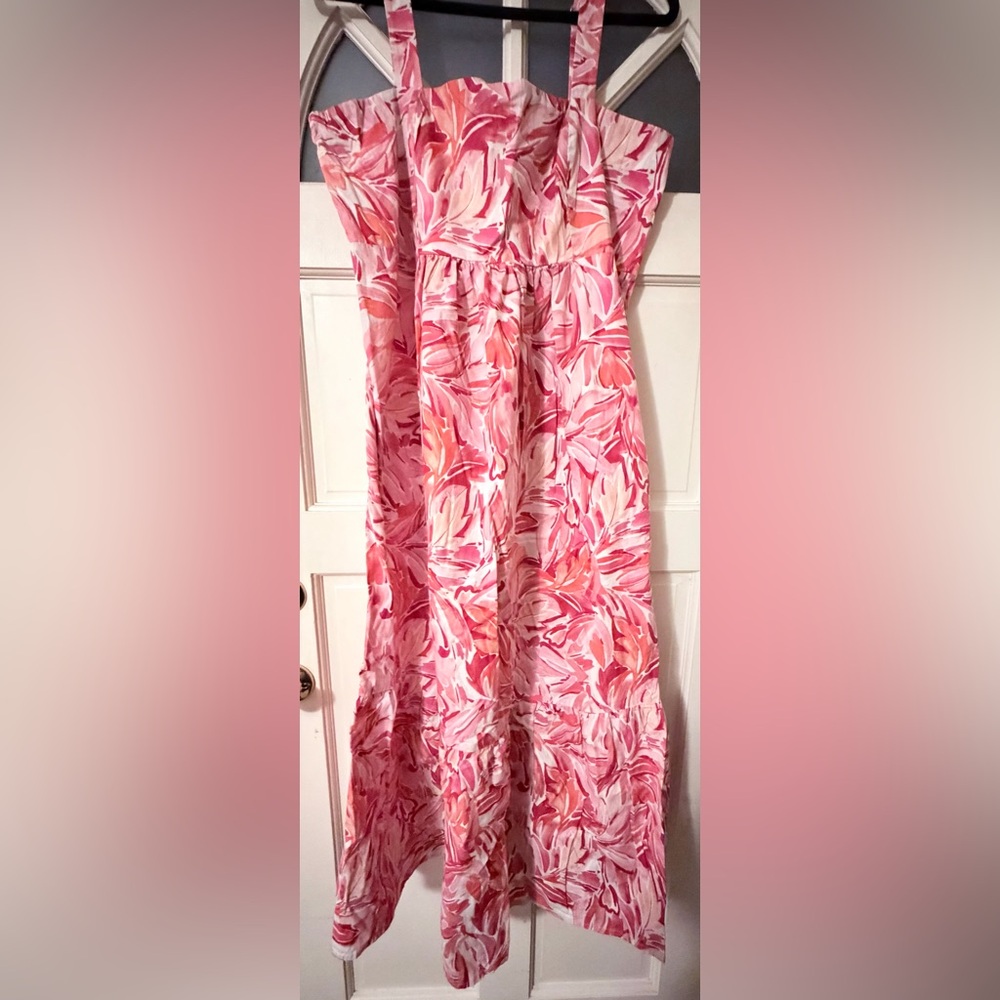 London Times Pink and White Floral Maxi Dress